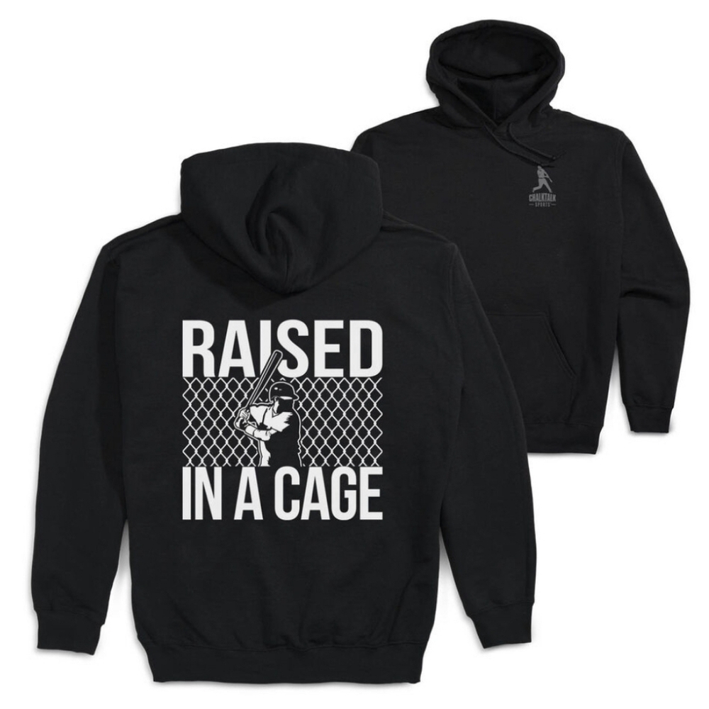 Chalktalk Sports Baseball Hooded Sweatshirt - "Raised In a Cage," Adult XL, NWOT